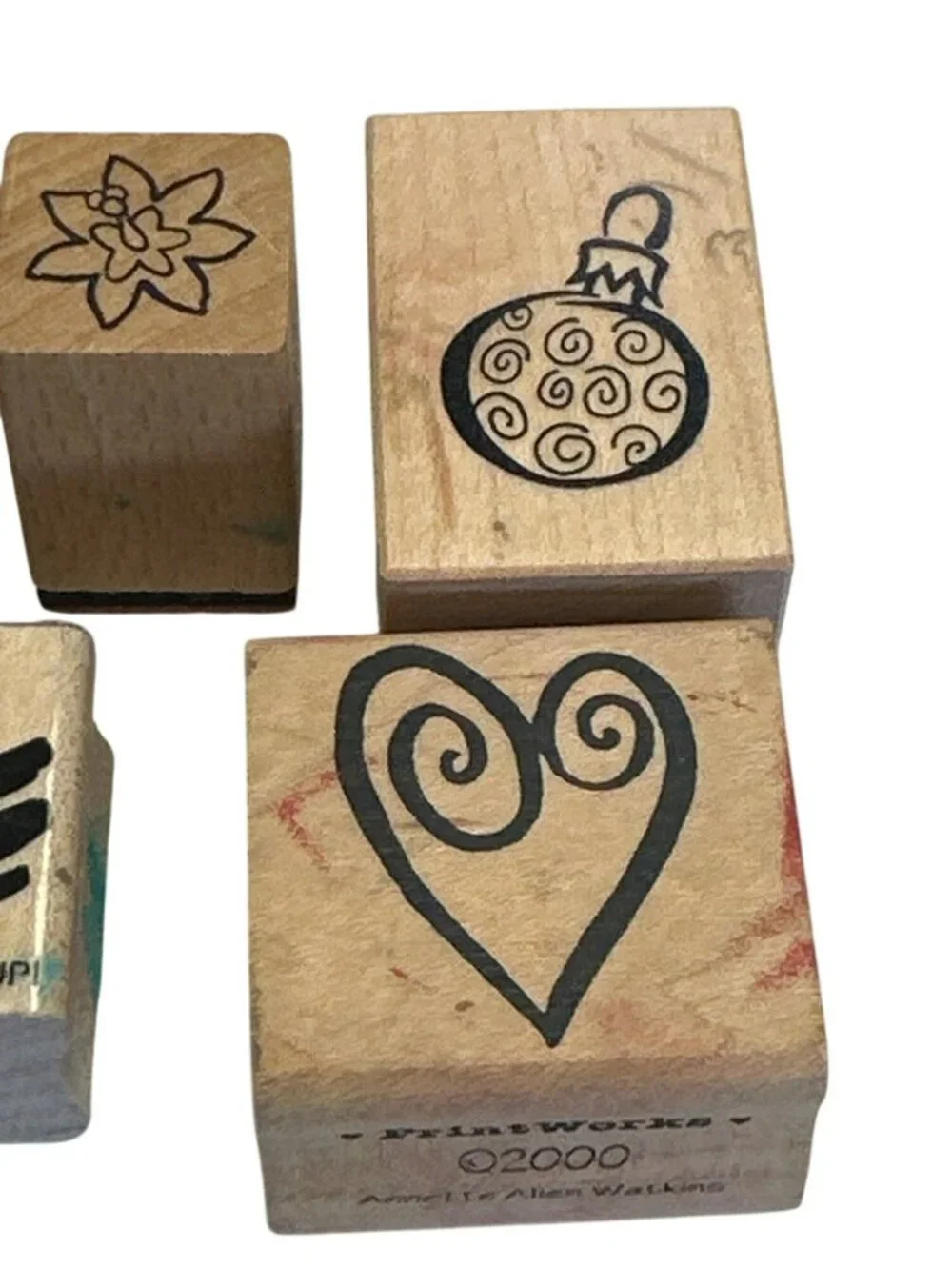 Assorted Wooden Rubber Stamps Christmas & Floral Theme Crafting Set All Night